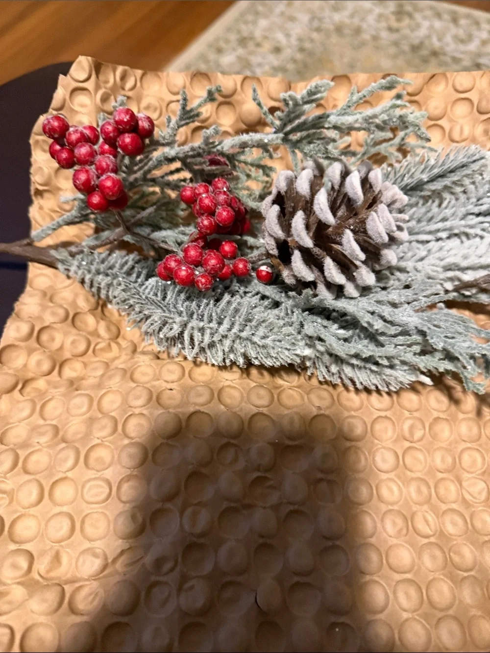 Frosted Pinecone & Red Berry Holiday Pick
